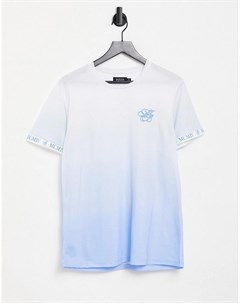 Синяя футболка с с эффектом деграде и логотипом MB Burton menswear