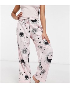 Розовые комбинируемые пижамные брюки из 100 ного модала с астрологическим принтом ASOS DESIGN Petite Asos petite