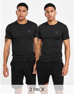 Набор из 2 черных футболок для занятий спортом Threadbare Active Threadbare fitness