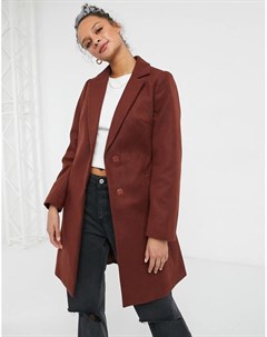 Классическое пальто темно рыжего цвета с поясом New look