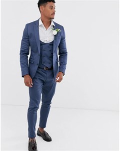 Синий супероблегающий пиджак из эластичного хлопка wedding Asos design