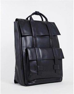 Черный рюкзак из искусственной кожи с двумя ручками Asos design