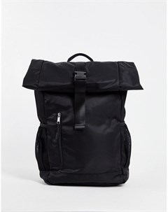 Черный нейлоновый рюкзак с передним карманом и сворачивающимся верхом Asos design