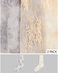 Набор из 2 пар носков из прозрачного кружева с оборкой по краю серого и бежевого цветов Эго