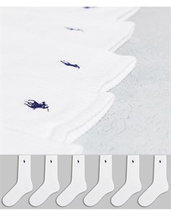 Набор из 6 пар белых спортивных носков с логотипом в виде игрока поло Polo ralph lauren