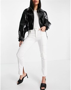 Белые джинсы сигареты с завышенной талией и разрезами спереди Asos design