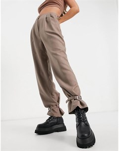 Серо коричневые брюки с пряжкой на щиколотке Asos design