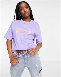 Фиолетовая футболка бойфренда с логотипом Adidas originals
