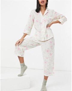 Разноцветная пижама с брюками капри и рубашкой с лацканами с цветочным принтом Lauren by ralph lauren