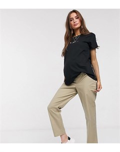Прямые хлопковые брюки светло бежевого цвета ASOS DESIGN Maternity Asos maternity