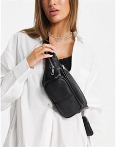 Черная сумка кошелек на пояс с карманами Topshop
