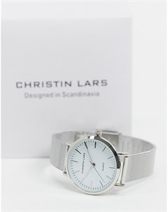Серебристые часы с белым циферблатом на узкую руку Christin lars
