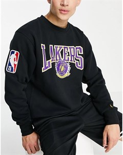 Черный свитшот с круглым вырезом и логотипом баскетбольного клуба LA Lakers NBA LA Lakers Nike basketball