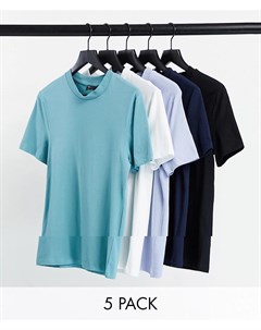 Набор из 5 облегающих футболок из смесового органического хлопка Asos design