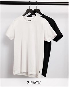 Набор из 2 футболок с круглым вырезом черного и белого цвета French connection