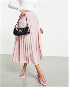 Пыльно розовая трикотажная юбка миди с плиссировкой Asos design