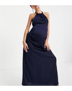 Темно синее асимметричное платье мидакси с завязкой на шее Little mistress maternity