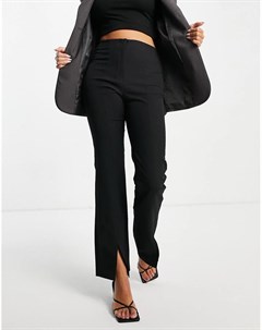 Узкие брюки в винтажном стиле в тонкую полоску с разрезами спереди Asos design
