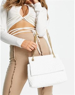 Белая сумка на плечо с тиснением в виде монограмм и регулируемым ремешком Asos design