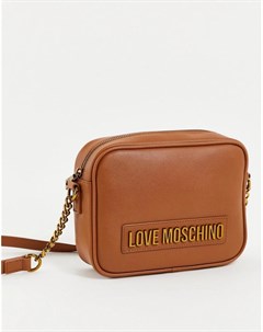 Светло коричневая сумка через плечо с логотипом Love moschino
