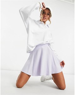 Сиреневая льняная расклешенная мини юбка в стиле 90 х Asos design