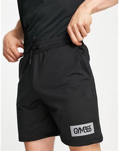Черные шорты с квадратным логотипом Gym 365