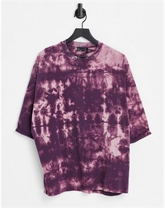 Фиолетовая футболка в стиле oversized с рукавами до локтя и принтом тай дай Asos design