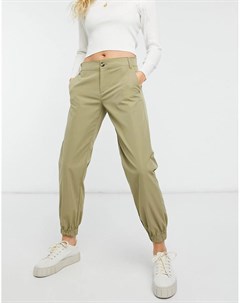 Зеленые брюки с прямыми штанинами и пуговицей спереди Only