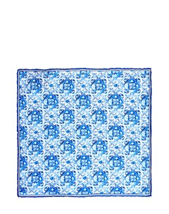Шелковый платок с набивным принтом в бело голубой гамме Canali