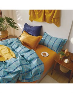 Комплект постельного белья Кирстен жёлтый с синим Евро Sanpa