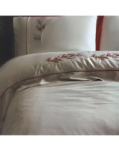Комплект постельного белья Derin бежевый с красным Евро Ecocotton