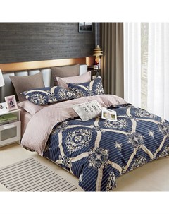 Комплект постельного белья Кира золотой с розовым и синим Евро Sanpa