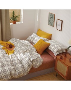 Комплект постельного белья Шанти белый с бордовым и серым Полуторный Sanpa