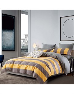 Комплект постельного белья Майя жёлтый с серым Евро Sanpa