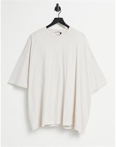 Удлиненная футболка в стиле extreme oversized выбеленного бежевого цвета Asos design