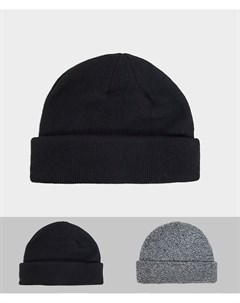 2 шапки бини со скидкой черного и черного меланжевого цвета Asos design