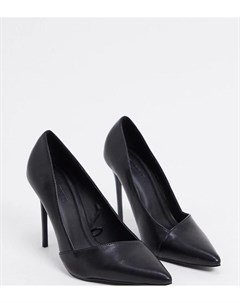Черные остроносые туфли для широкой стопы на каблуке шпильке Truffle collection