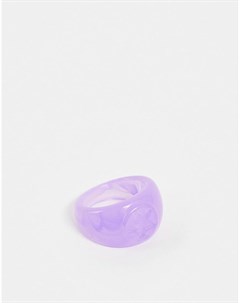 Фиолетовое пластмассовое кольцо печатка со звездой Asos design