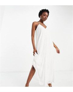 Белоое плиссированное платье трапеция макси на бретельках ASOS DESIGN Tall Asos tall