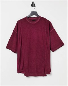 Бордовая выбеленная oversized футболка Asos design
