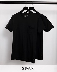 Набор из 2 черных футболок с карманом French connection