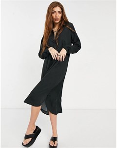 Черное платье рубашка миди Vero moda