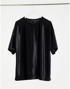 Черная бархатная oversized футболка от комплекта Asos design