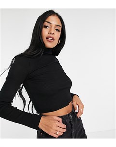 Черная укороченная водолазка в рубчик ASOS DESIGN Tall Asos tall