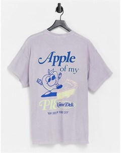 Сиреневая oversized футболка с принтом Apple of my Pie на спине и спереди Topman