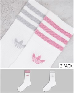 Набор из 2 пар белых носков средней длины с блестками adicolor Adidas originals