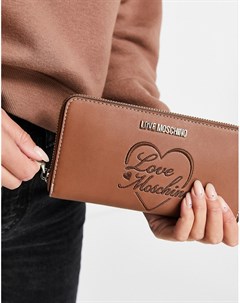 Светло коричневый кошелек с логотипом в рукописном стиле Love moschino