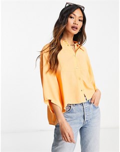 Оранжевая укороченная блузка на пуговицах Heidi Weekday