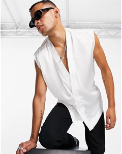 Белая атласная рубашка без рукавов Asos design
