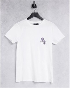 Белая свободная футболка с мультяшным принтом цветков Asos design